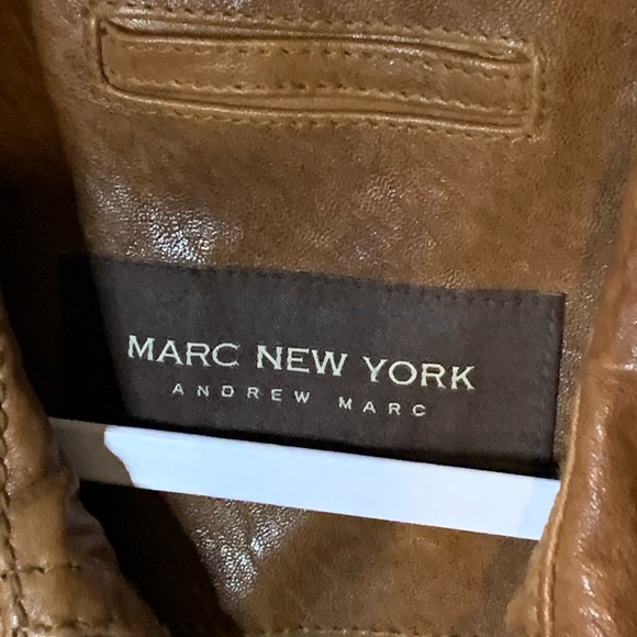 Andrew Marc Medium Brown Calfskin Leather Coat - Picture 3 of 4